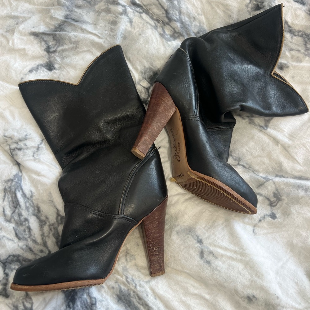 Zodiac Black and Brown Heeled Boots